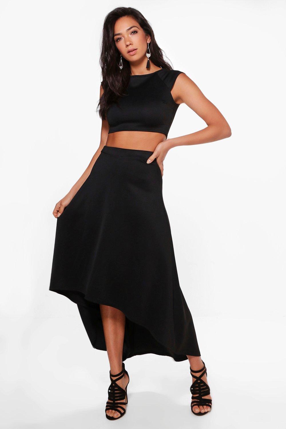 black skirt and top co ord